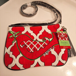 NWT BRIGHTON Love Dove Pouch Crossbody Bag Purse Canvas Tassel Red Bird Holiday